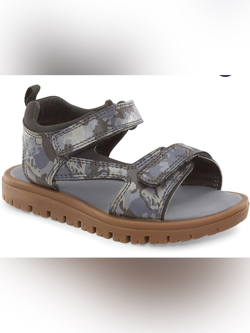 Carter’s Gabriel Kids Boys Gray Camo Sandals Comfortable Hook & Loop Straps Sz 7